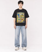 Mockup Boxy Heavyweight Tee Black male full-body 01