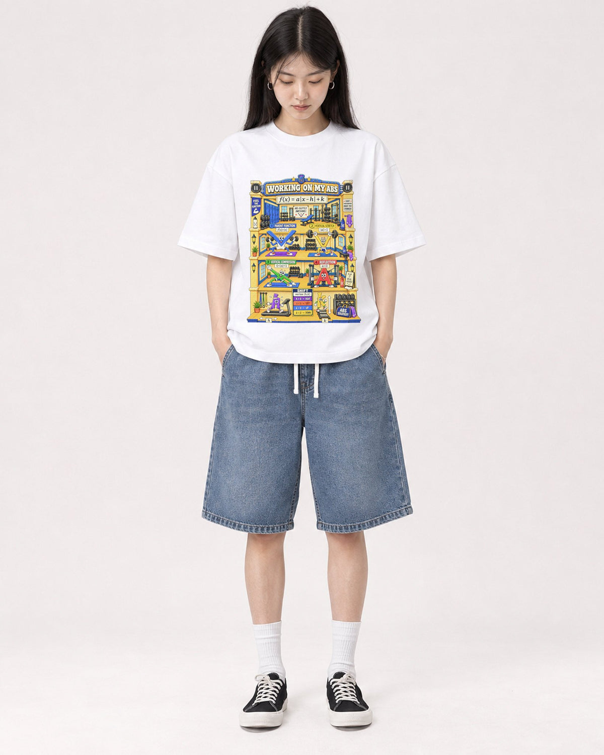 Mockup Boxy Heavyweight Tee White female full-body 01
