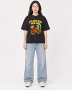 Mockup Boxy Heavyweight Tee Black female full-body 03
