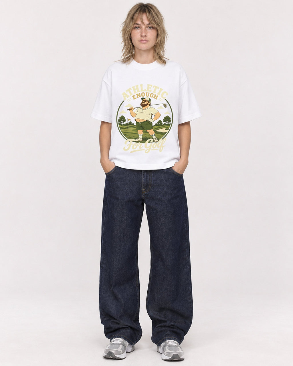 Mockup Boxy Heavyweight Tee White female full-body 19
