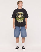 Mockup Boxy Heavyweight Tee Black male full-body 19