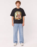 Mockup Boxy Heavyweight Tee Black male full-body 09