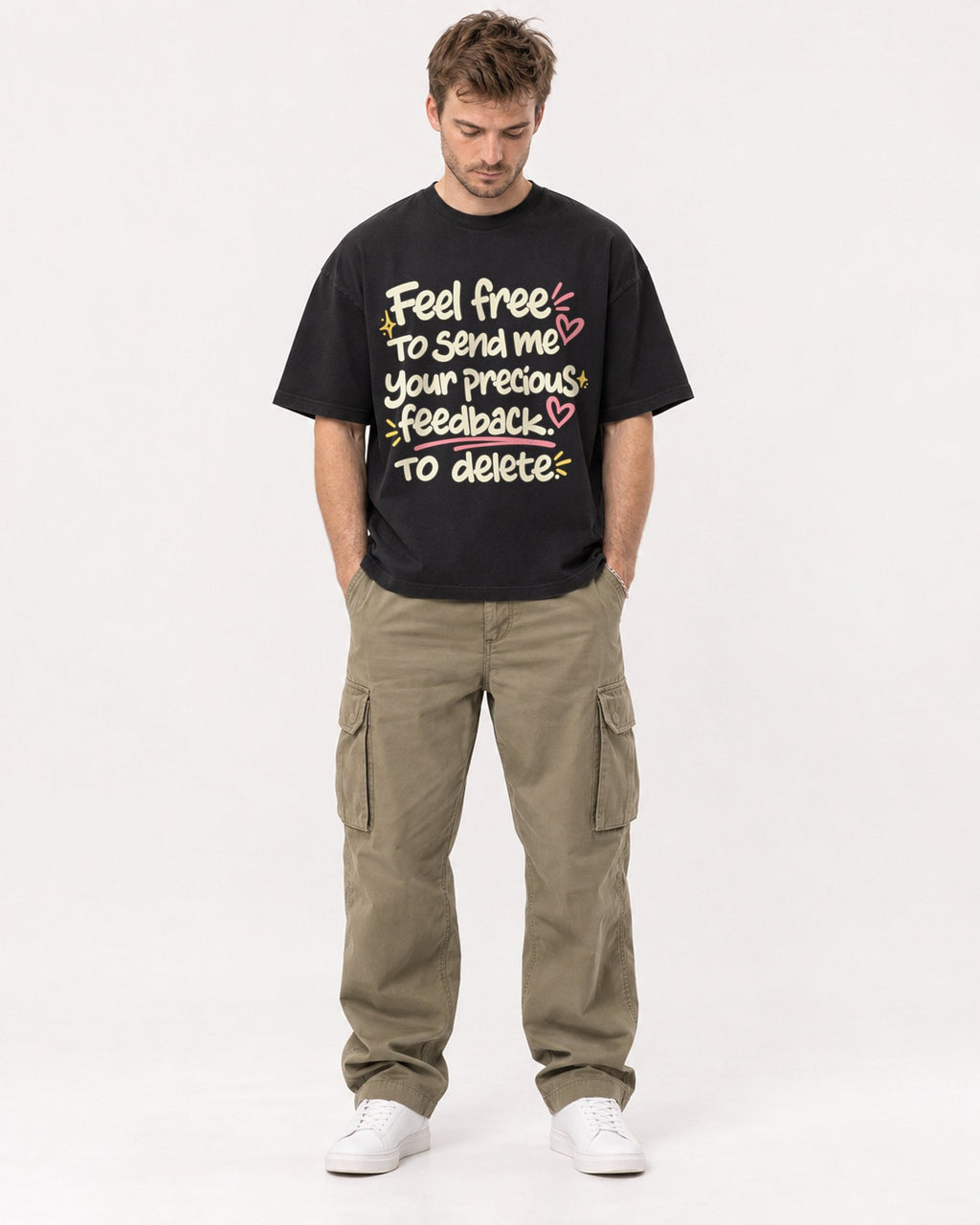 Mockup Boxy Heavyweight Tee Black male full-body 08