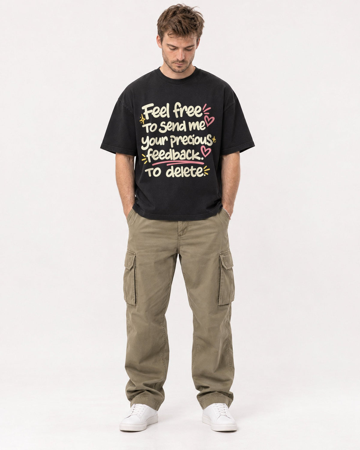 Mockup Boxy Heavyweight Tee Black male full-body 08