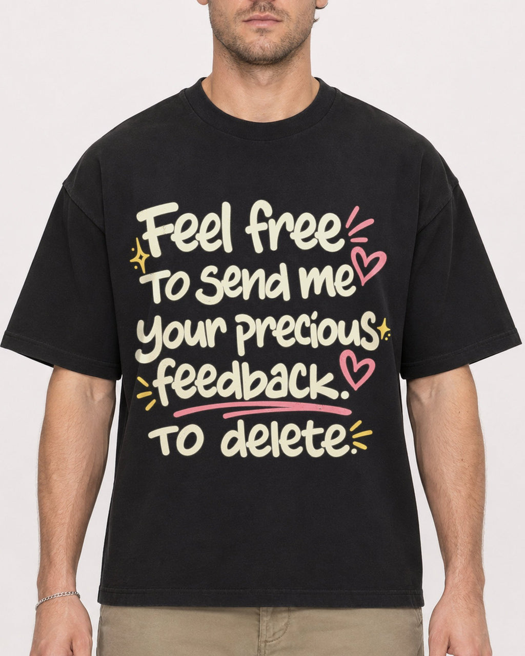 Mockup Boxy Heavyweight Tee Black male close-up 08