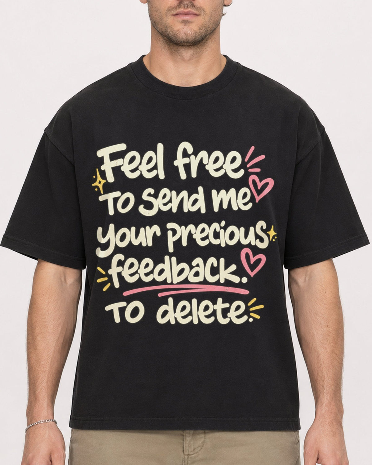 Mockup Boxy Heavyweight Tee Black male close-up 08