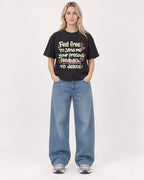 Mockup Boxy Heavyweight Tee Black female full-body 08