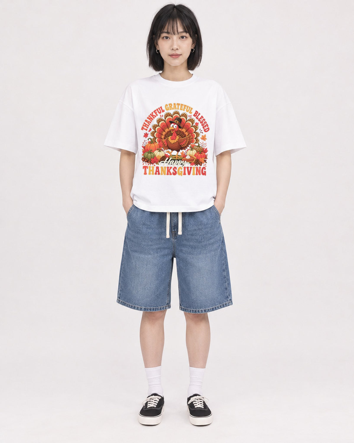 Mockup Boxy Heavyweight Tee White female full-body 11