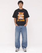 Mockup Boxy Heavyweight Tee Black male full-body 06
