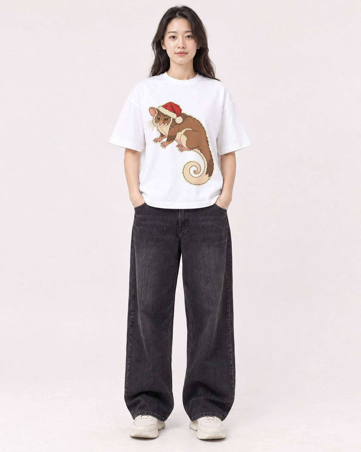 Mockup Boxy Heavyweight Tee White female full-body 03