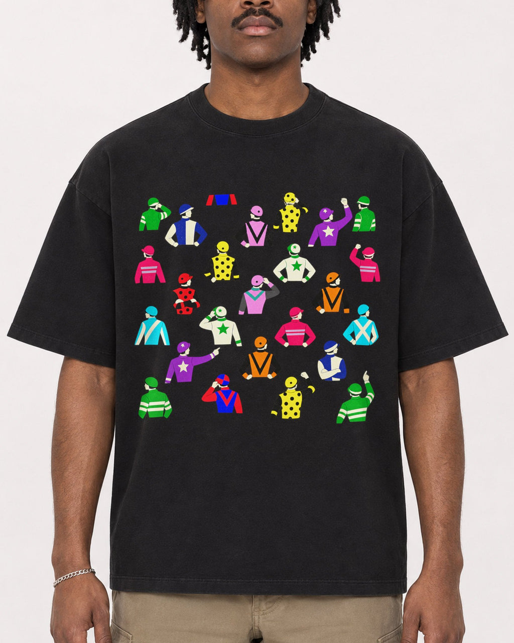 Mockup Boxy Heavyweight Tee Black male close-up 04