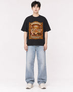 Mockup Boxy Heavyweight Tee Black male full-body 01
