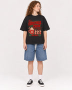 Mockup Boxy Heavyweight Tee Black female full-body 09