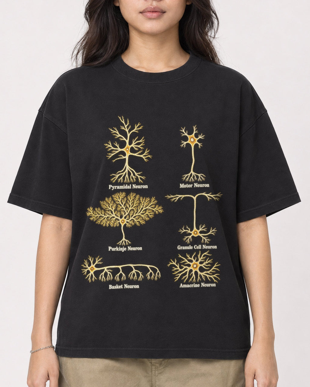 Mockup Boxy Heavyweight Tee Black female close-up 02