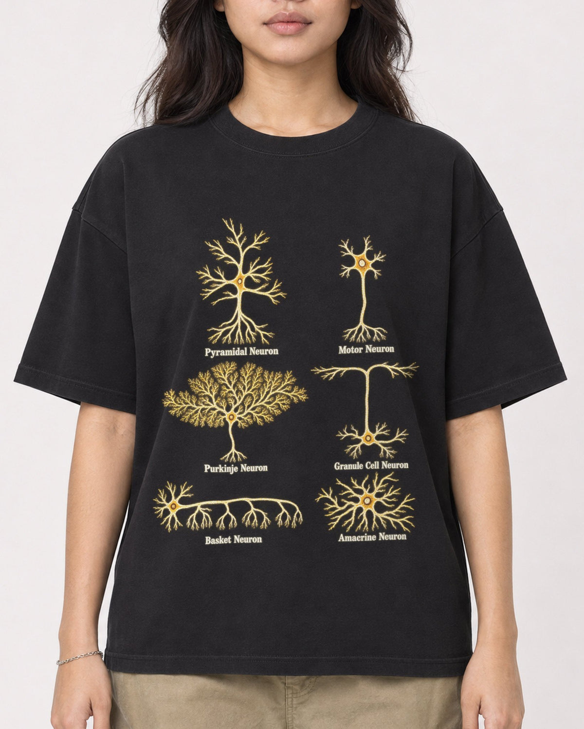 Mockup Boxy Heavyweight Tee Black female close-up 02