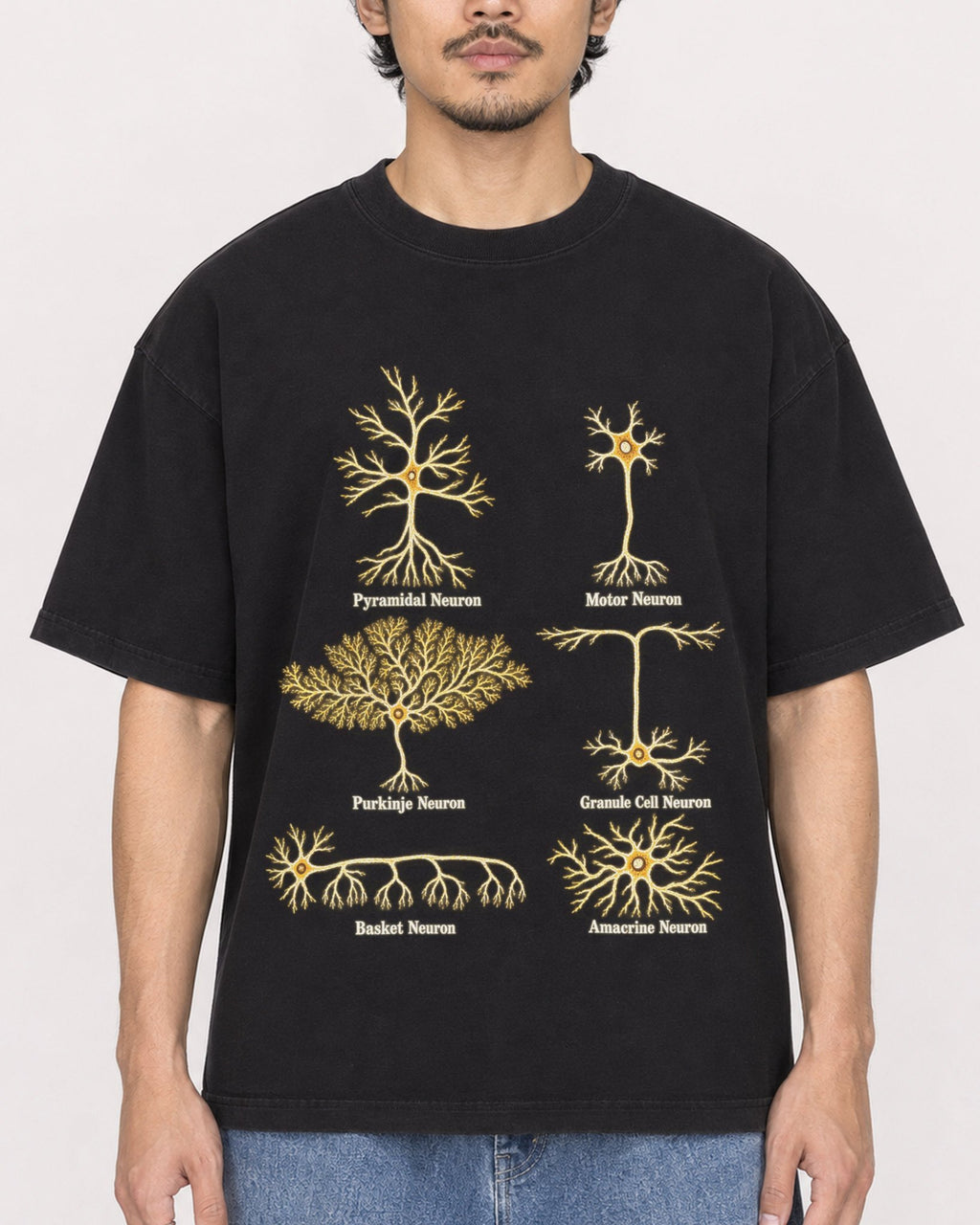 Mockup Boxy Heavyweight Tee Black male close-up 02