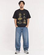 Mockup Boxy Heavyweight Tee Black male full-body 02