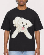 Mockup Boxy Heavyweight Tee Black male close-up 05
