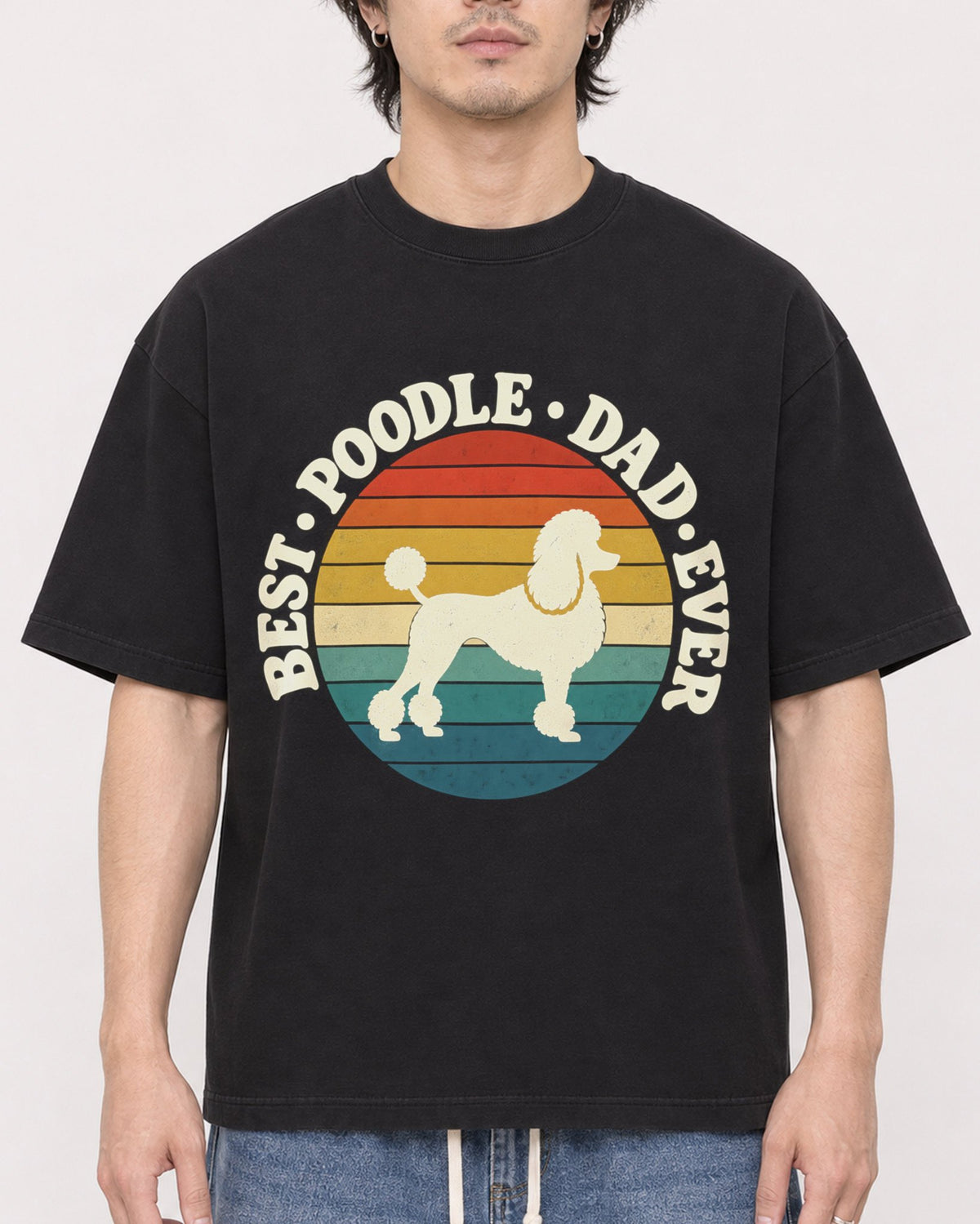 Mockup Boxy Heavyweight Tee Black male close-up 03