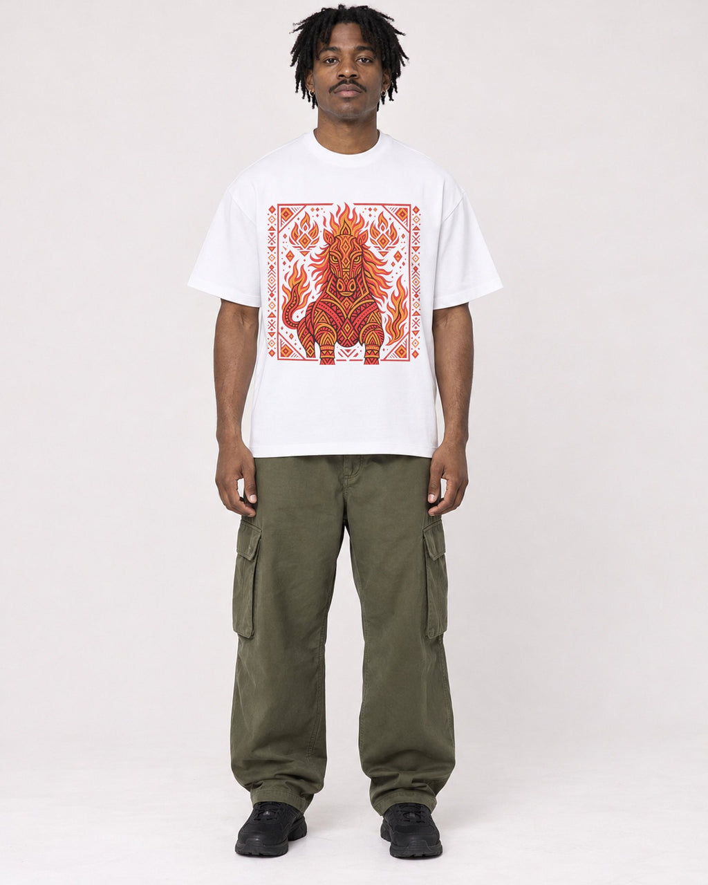 Mockup Boxy Heavyweight Tee White male full-body 04