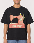 Mockup Boxy Heavyweight Tee Black male close-up 10