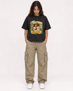 Mockup Boxy Heavyweight Tee Black female full-body 06