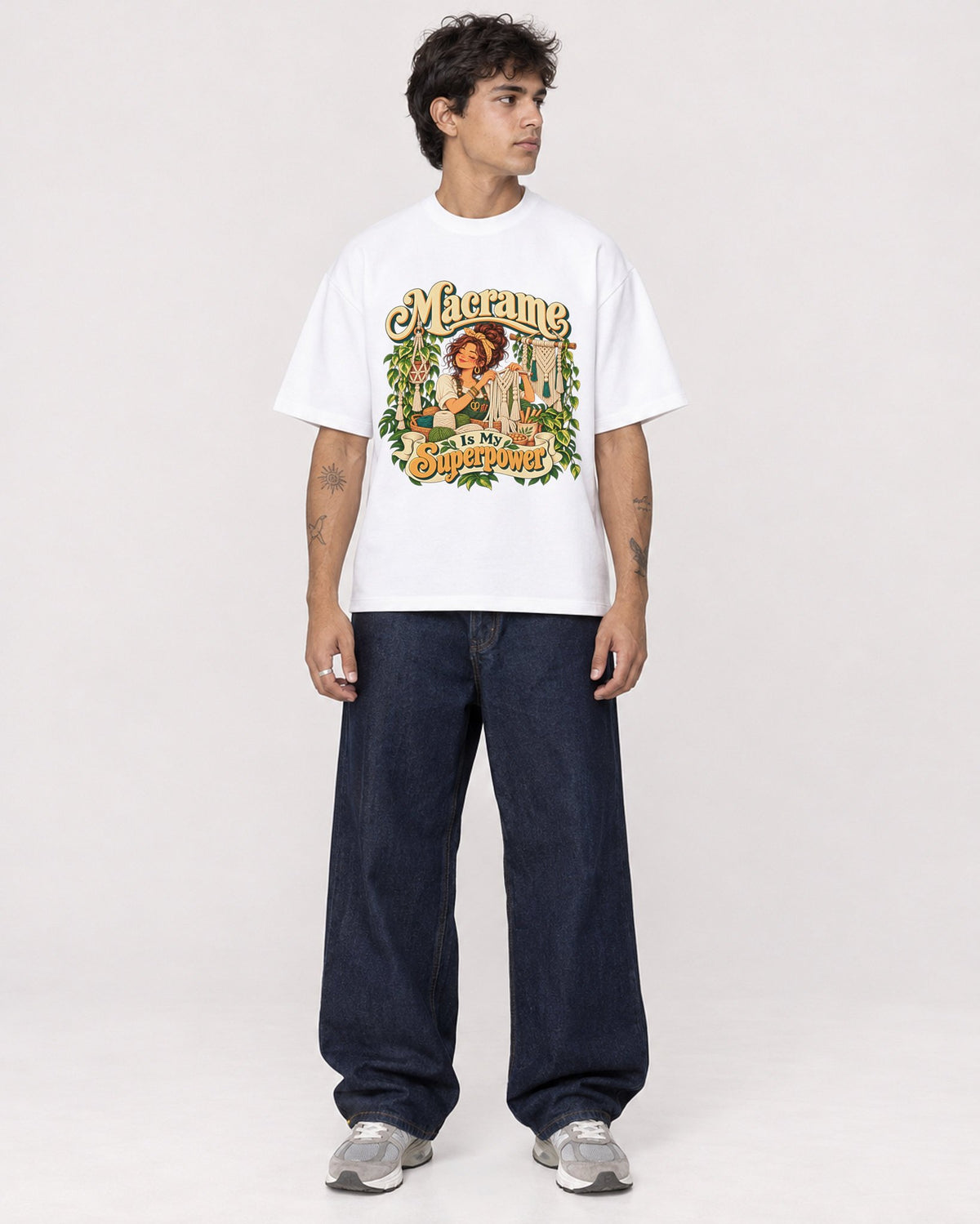 Mockup Boxy Heavyweight Tee White male full-body 06