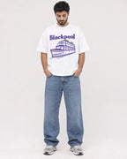 Mockup Boxy Heavyweight Tee White male full-body 07