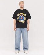 Mockup Boxy Heavyweight Tee Black male full-body 33