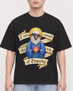 Mockup Boxy Heavyweight Tee Black male close-up 33