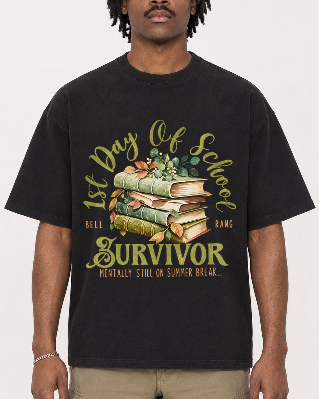 Mockup Boxy Heavyweight Tee Black male close-up 04