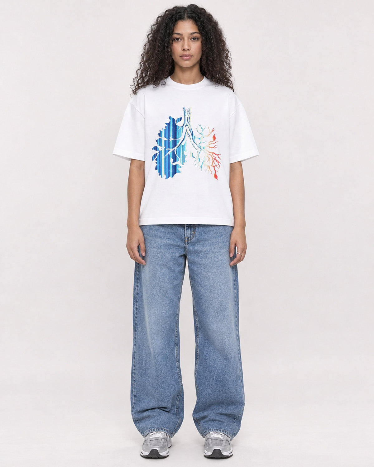 Mockup Boxy Heavyweight Tee White female full-body 10
