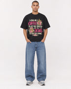 Mockup Boxy Heavyweight Tee Black male full-body 50