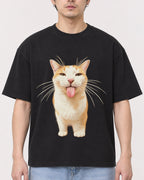 Mockup Boxy Heavyweight Tee Black male close-up 13