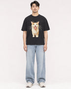 Mockup Boxy Heavyweight Tee Black male full-body 13