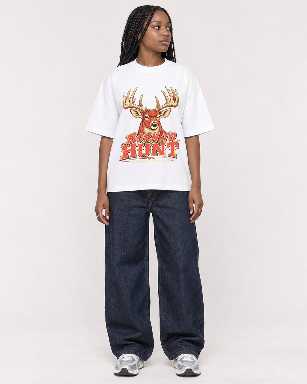 Mockup Boxy Heavyweight Tee White female full-body 04
