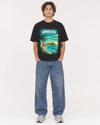 Mockup Boxy Heavyweight Tee Black male full-body 30