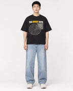 Mockup Boxy Heavyweight Tee Black male full-body 21