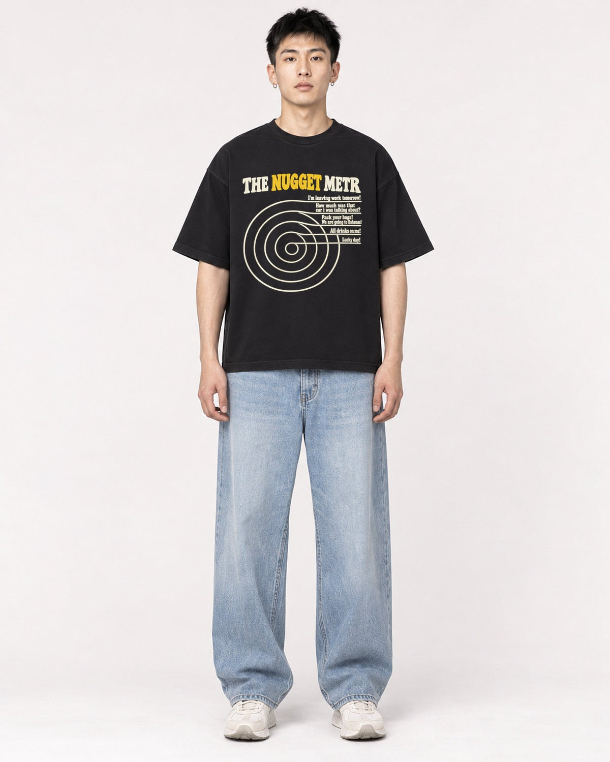 Mockup Boxy Heavyweight Tee Black male full-body 21