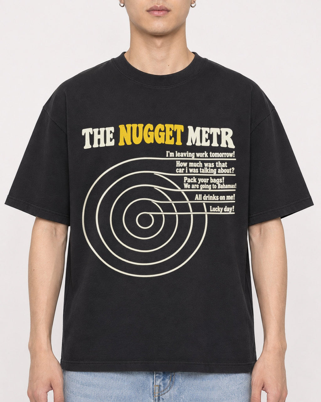 Mockup Boxy Heavyweight Tee Black male close-up 21