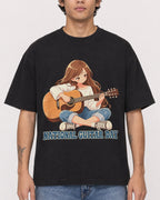 Mockup Boxy Heavyweight Tee Black male close-up 06