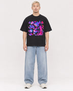Mockup Boxy Heavyweight Tee Black male full-body 33
