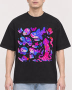 Mockup Boxy Heavyweight Tee Black male close-up 33