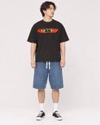 Mockup Boxy Heavyweight Tee Black male full-body 03
