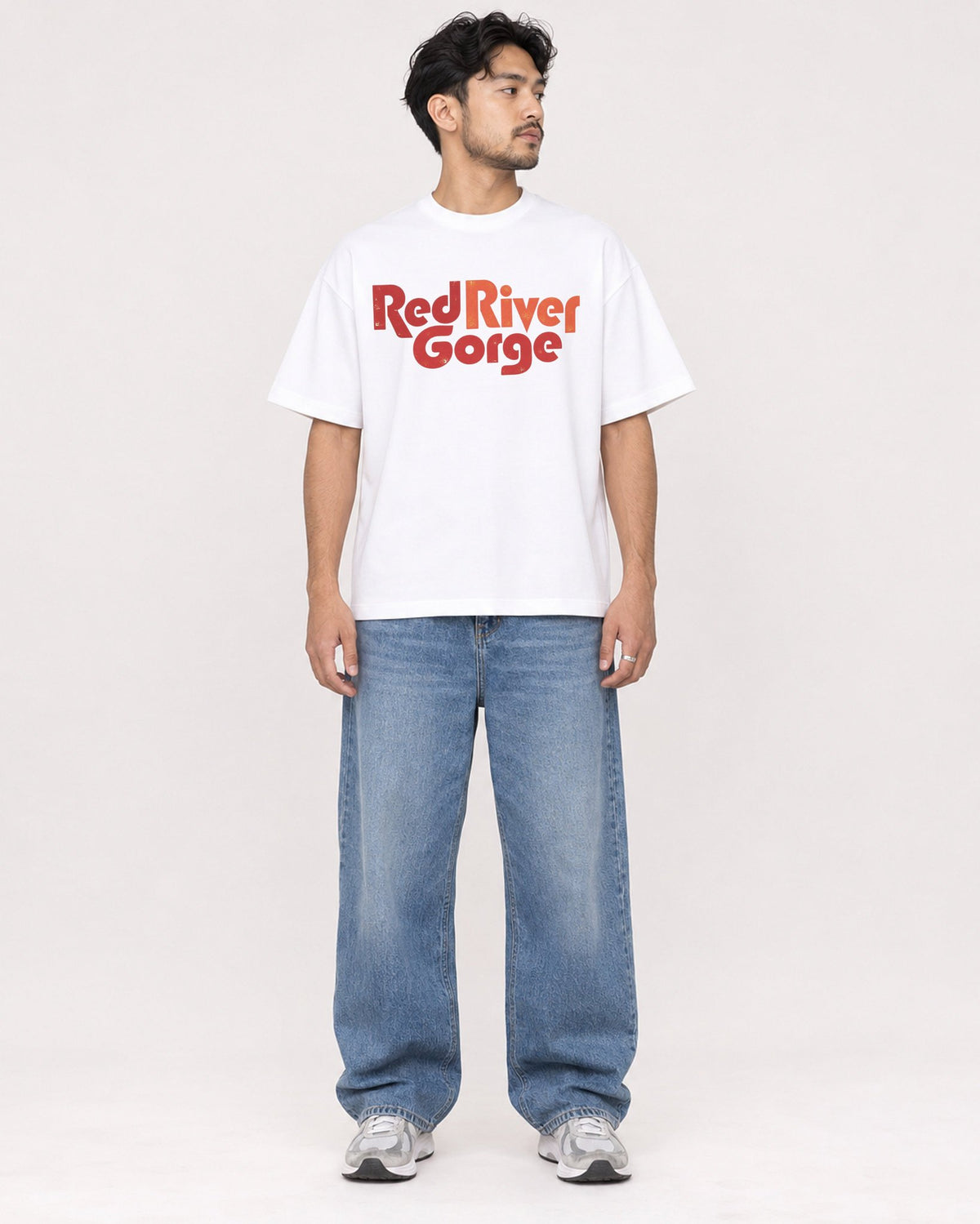 Mockup Boxy Heavyweight Tee White male full-body 02