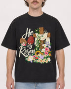 Mockup Boxy Heavyweight Tee Black male close-up 09