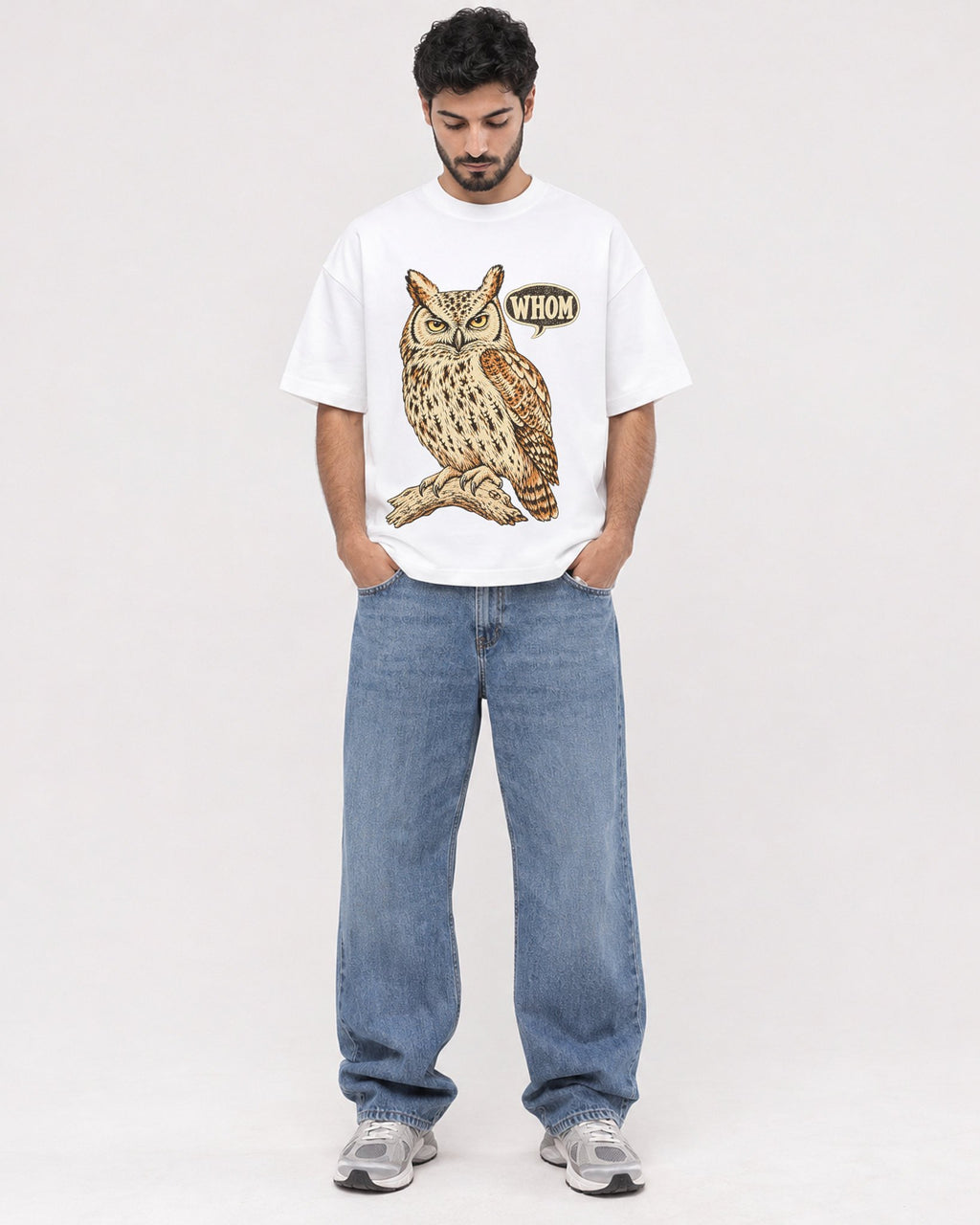 Mockup Boxy Heavyweight Tee White male full-body 07