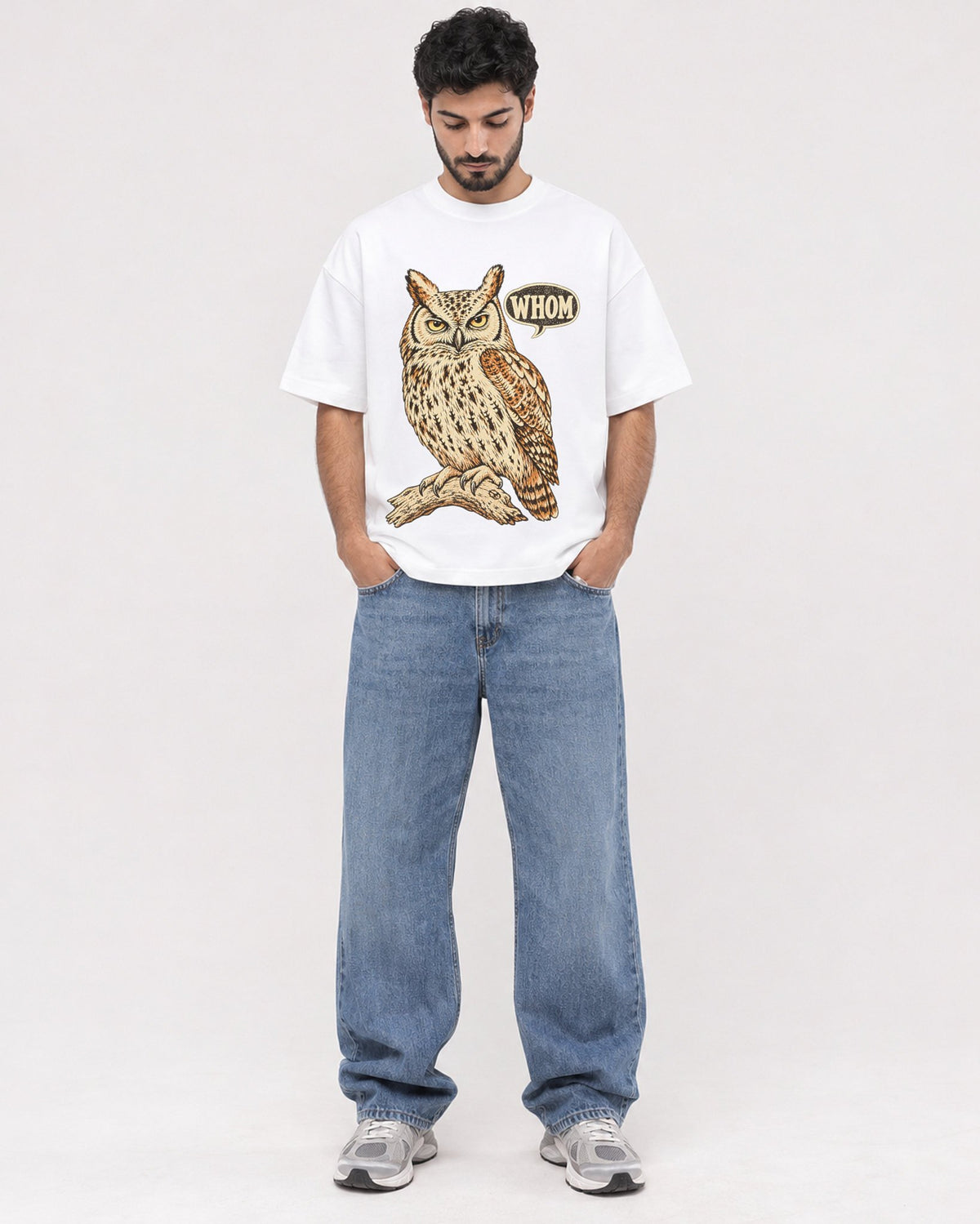 Mockup Boxy Heavyweight Tee White male full-body 07