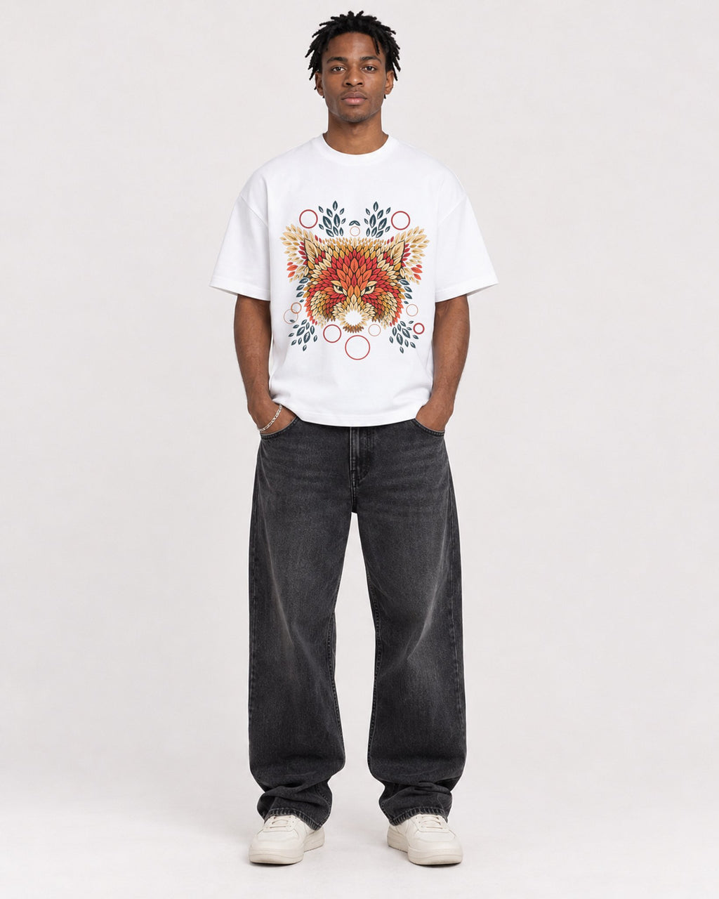 Mockup Boxy Heavyweight Tee White male full-body 05