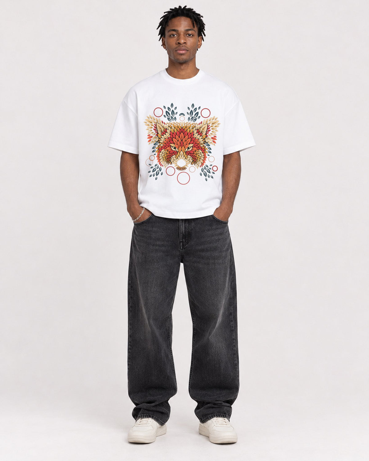 Mockup Boxy Heavyweight Tee White male full-body 05
